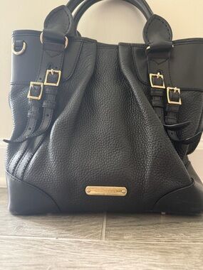 Burberry Black Leather Shoulder Bag with Gold Hardware